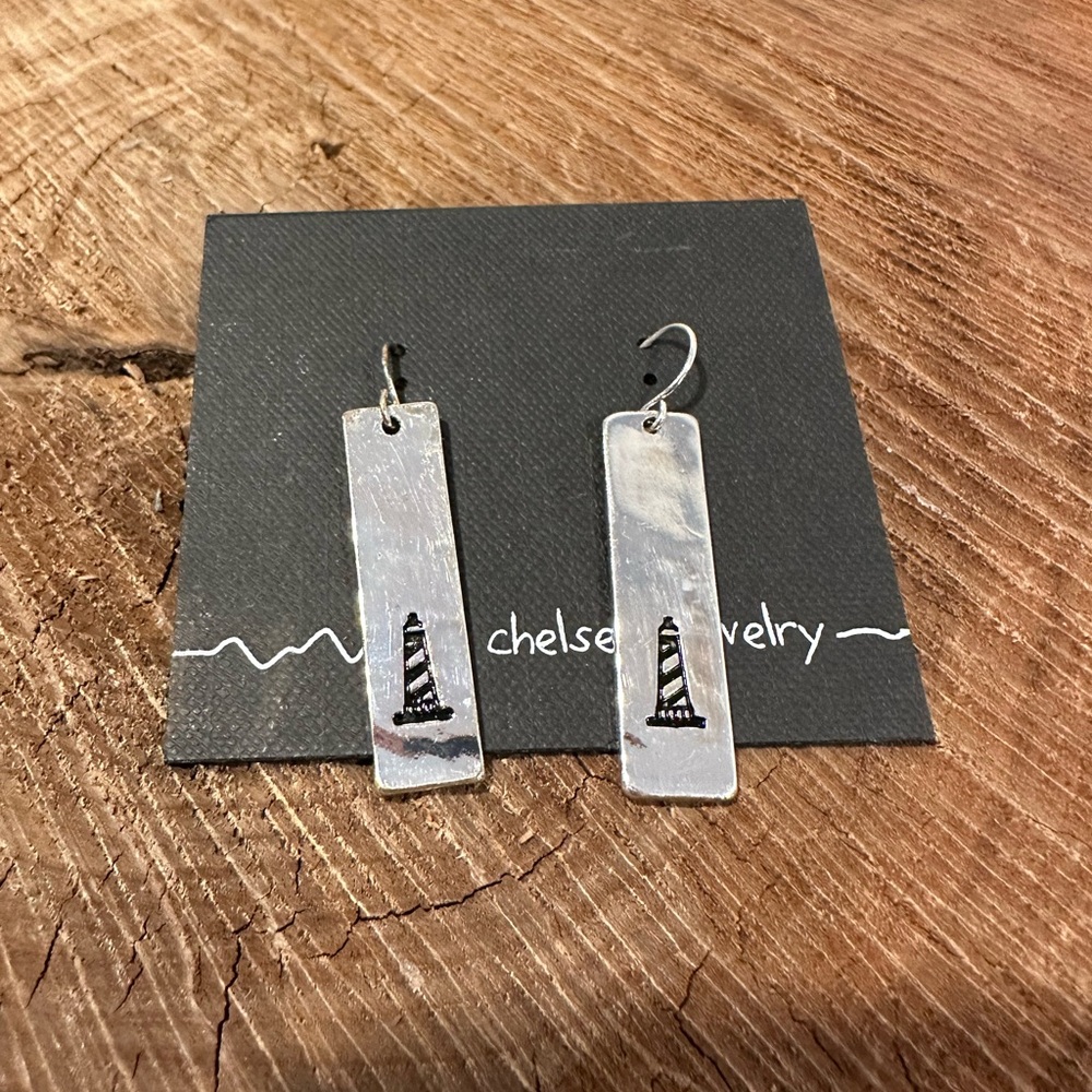 Silver Earrings with Black Accents